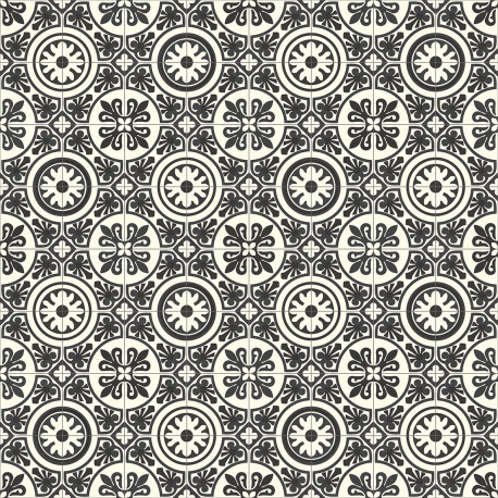 PVC/Vinyle Plaza Carreaux ciment noir et blanc